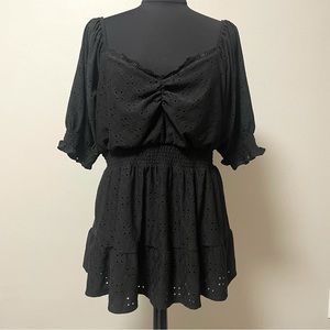 Torrid Black Smocked Off the Shoulder Mini Dress